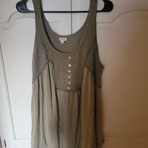 POL Green Tank Top With Button Detail